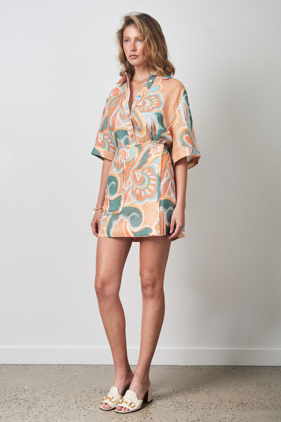COWES SHIRT PAISLEY TEAL