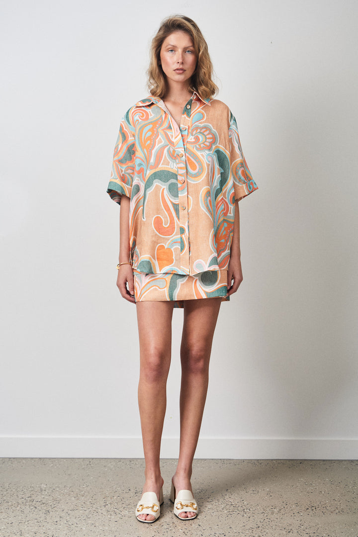 COWES SHIRT PAISLEY TEAL