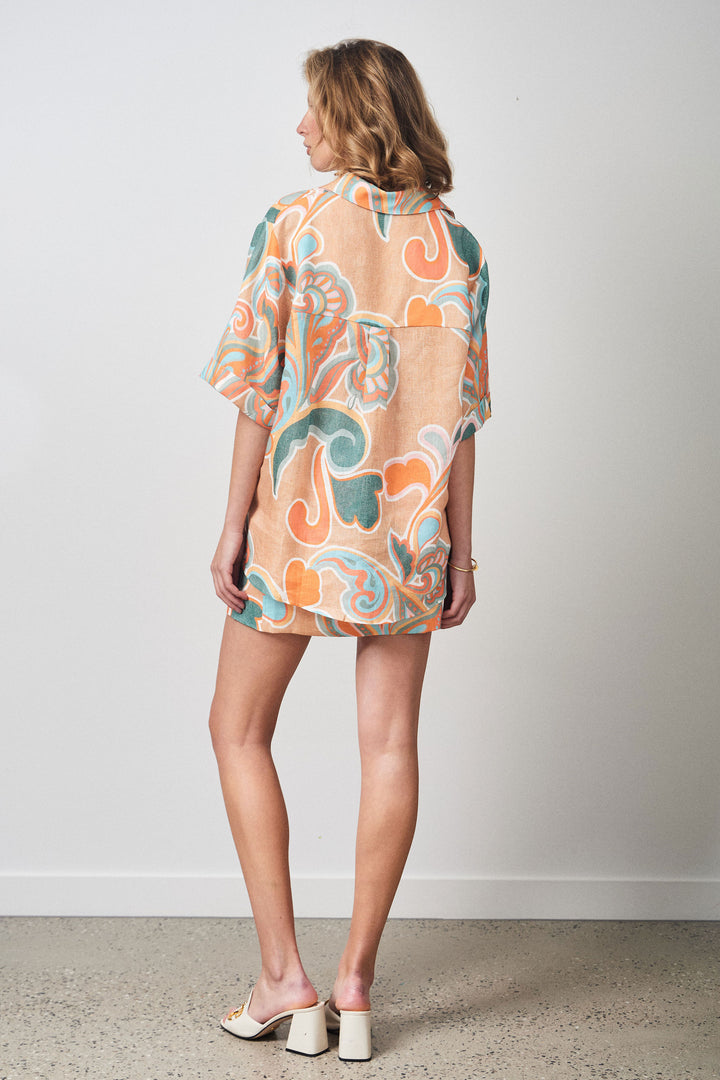 COWES SHIRT PAISLEY TEAL