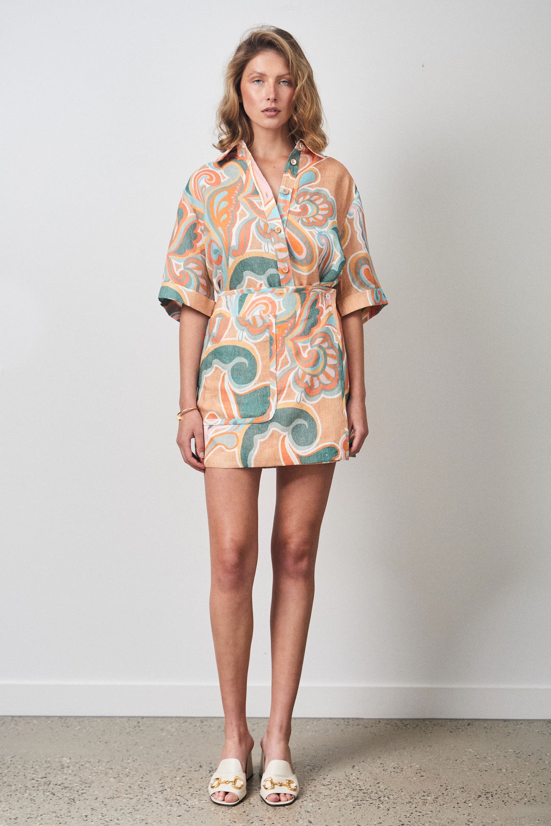 COWES SHIRT PAISLEY TEAL