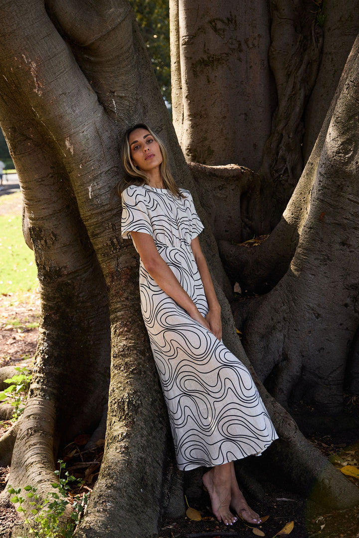 YAMBA DRESS CREAM SWIRL
