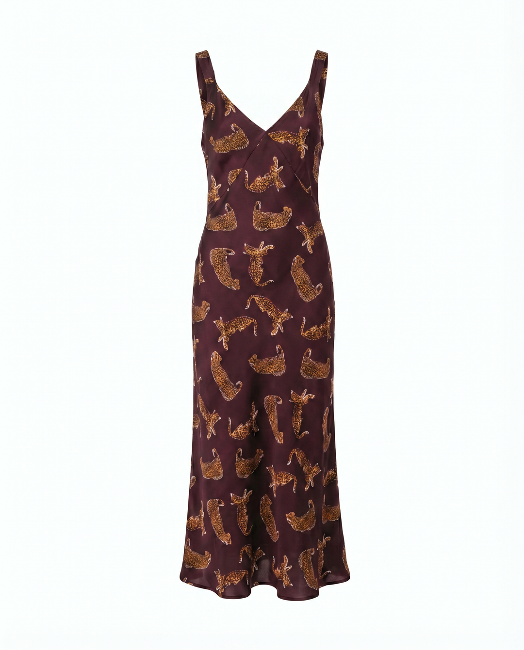Brown dress with animal pattern on a white background