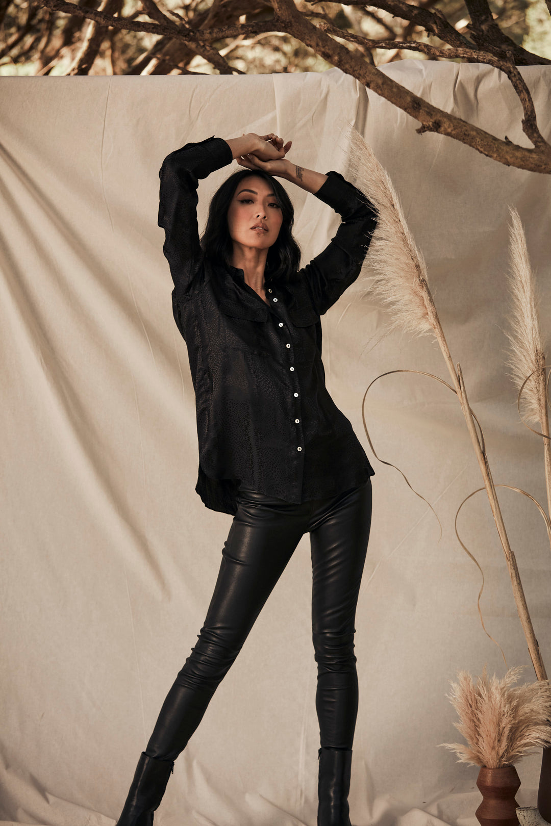 ELWOOD LEATHER PANT ROOK BLACK