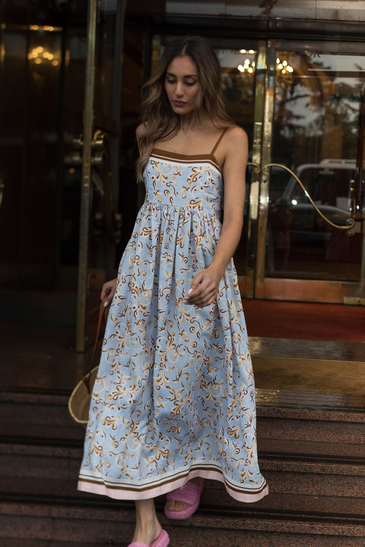 DARLING POINT DRESS SCROLL PRINT