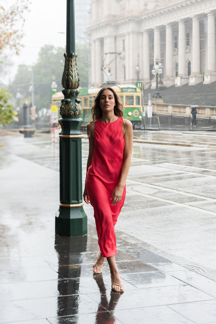 COOGEE DRESS RED SWIRL