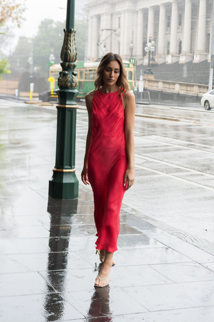 COOGEE DRESS RED SWIRL
