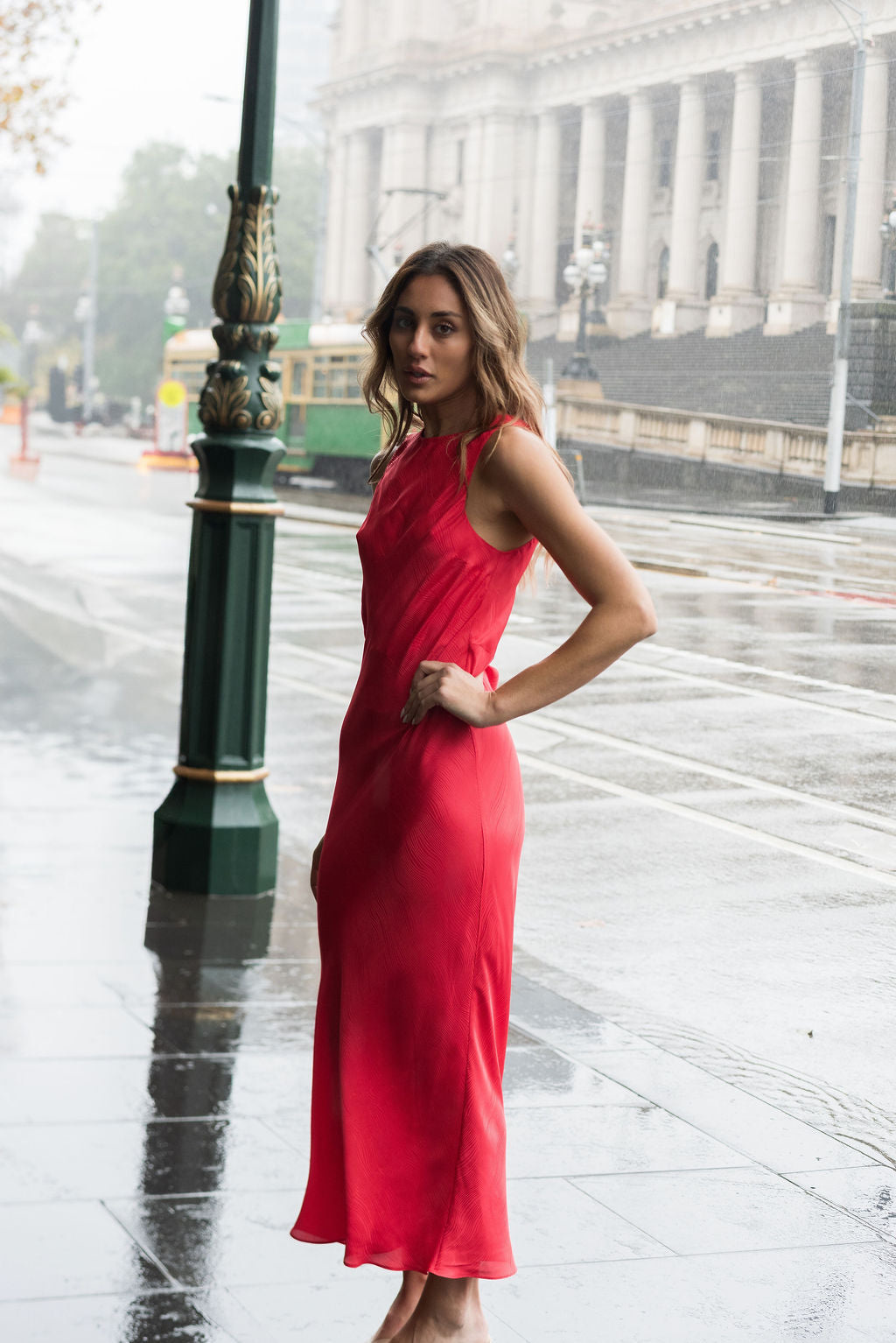 COOGEE DRESS RED SWIRL