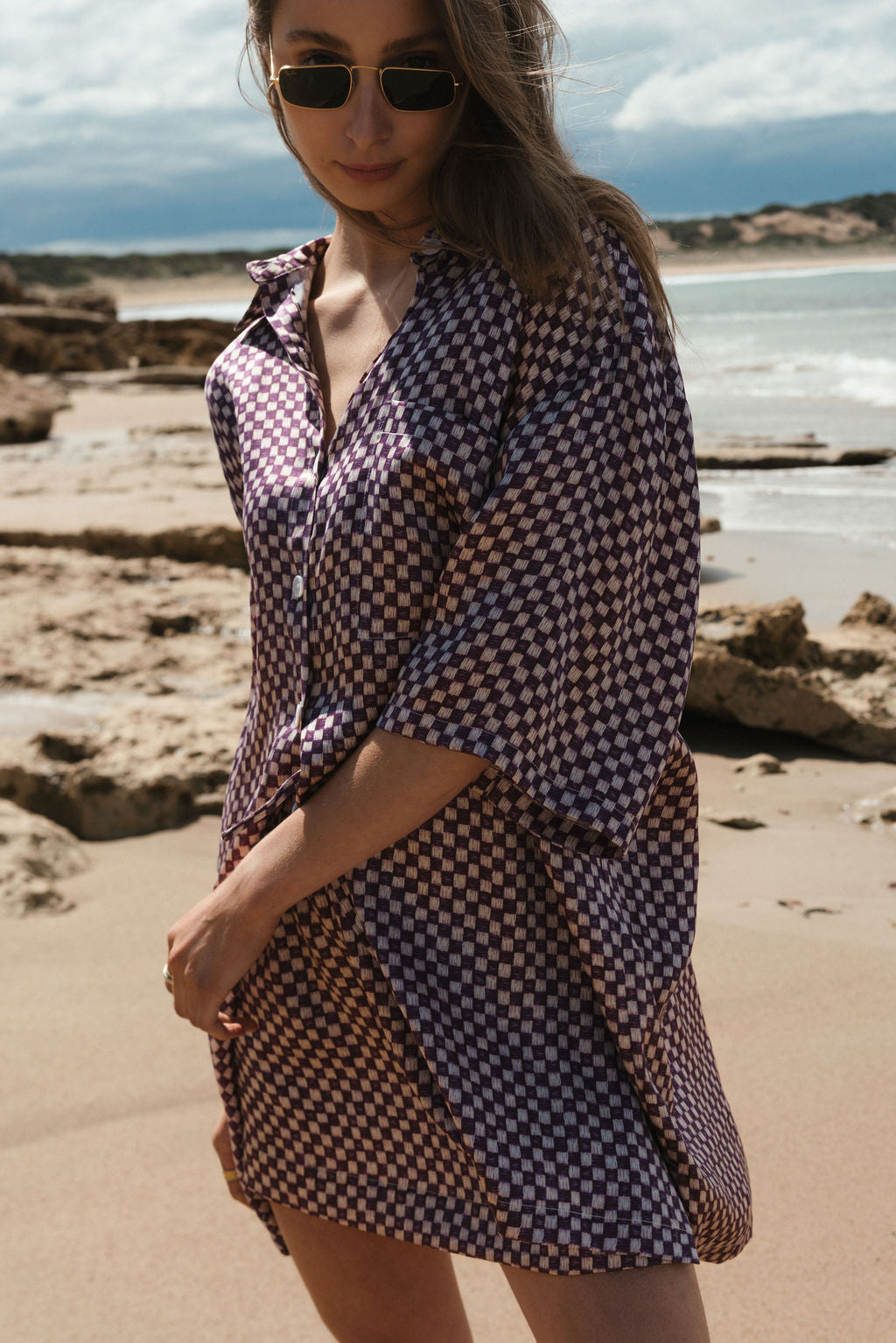 Ningaloo Shirt  Merlot Basketweave