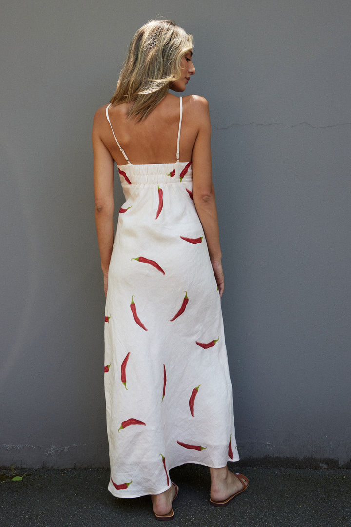 COTTAGE POINT DRESS CHILLI PRINT