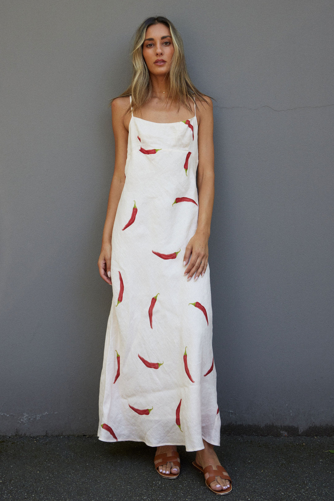 COTTAGE POINT DRESS CHILLI PRINT