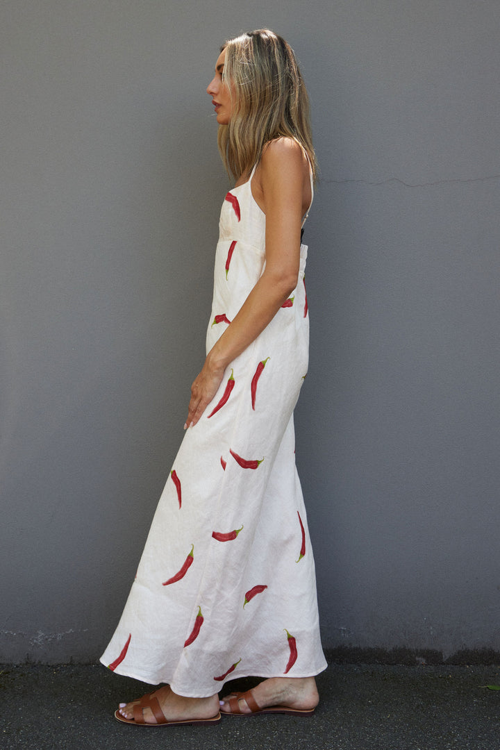 COTTAGE POINT DRESS CHILLI PRINT